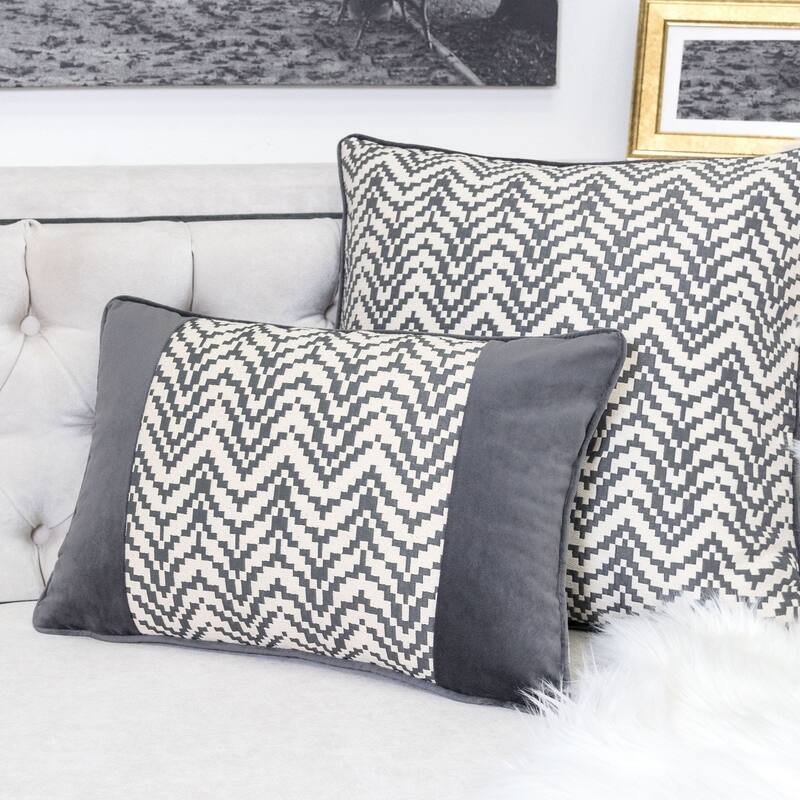 Hannah Chevron Bow Throw Pillow, 14"x20"
