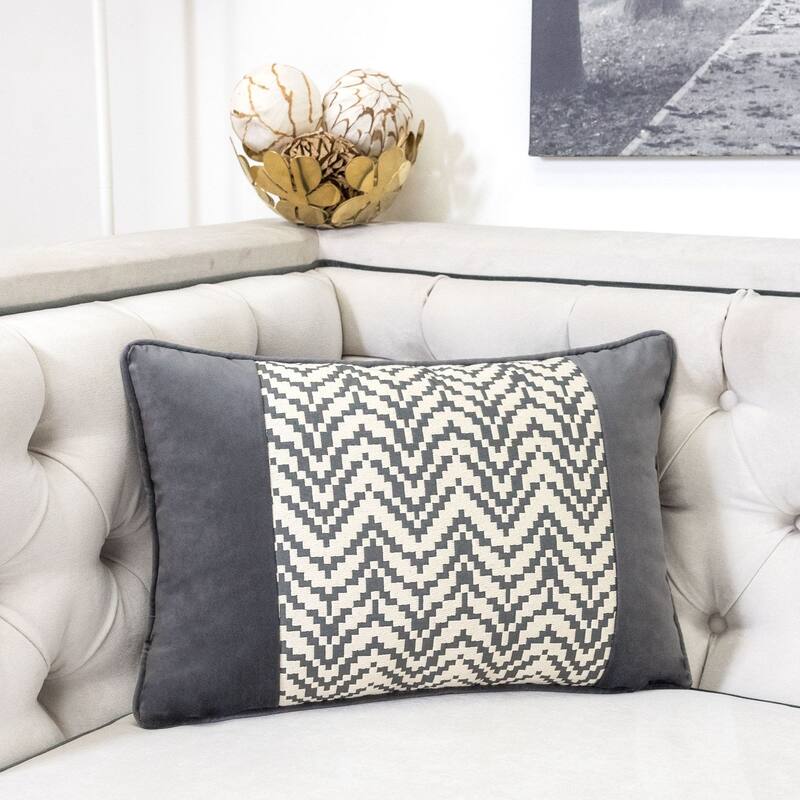 Hannah Chevron Bow Throw Pillow, 14"x20"