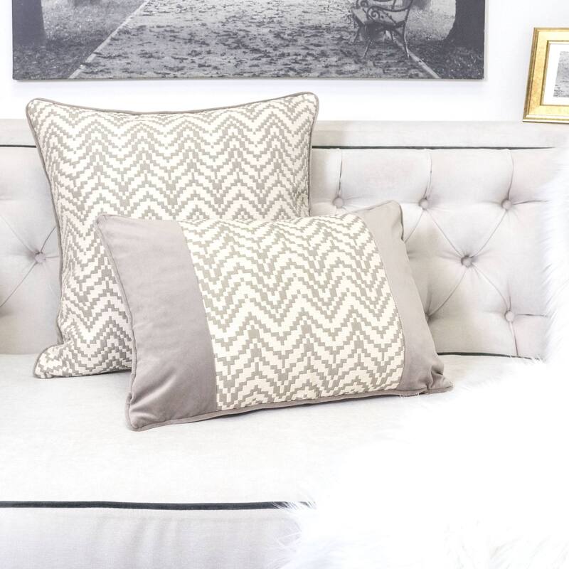 Hannah Chevron Bow Throw Pillow, 14"x20"