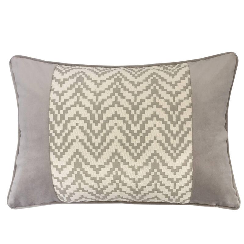 Hannah Chevron Bow Throw Pillow, 14"x20" - Tan