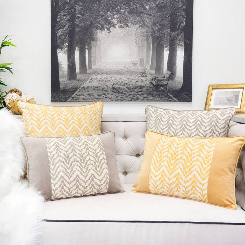 Hannah Chevron Bow Throw Pillow, 14"x20"