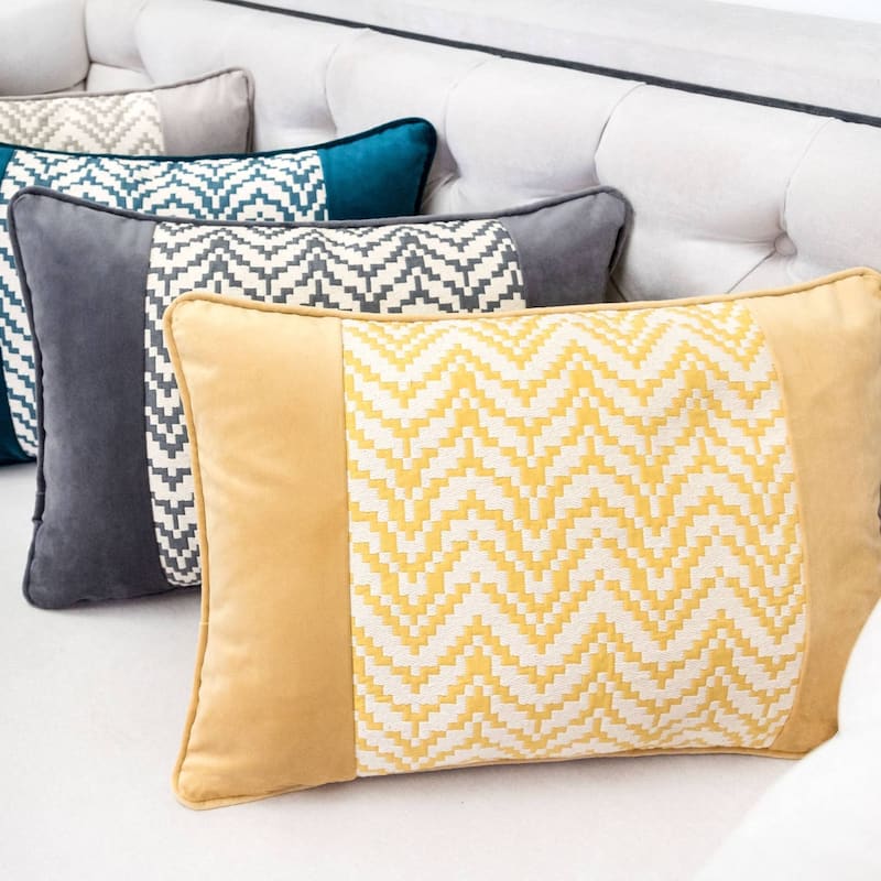 Hannah Chevron Bow Throw Pillow, 14"x20"