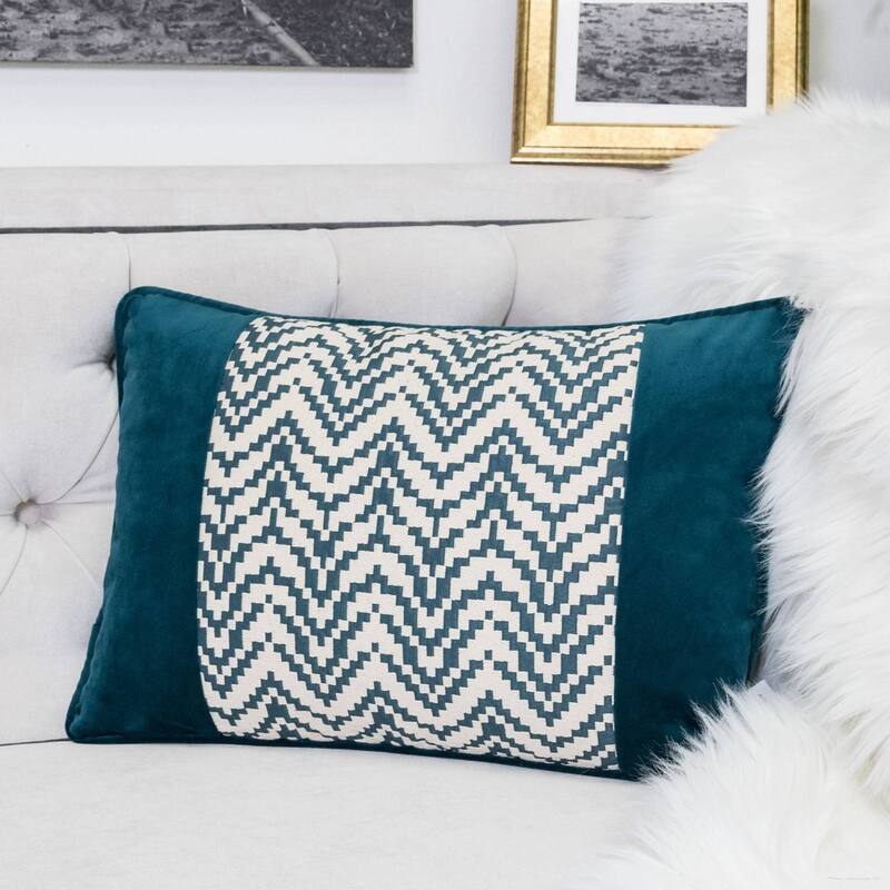 Hannah Chevron Bow Throw Pillow, 14"x20"