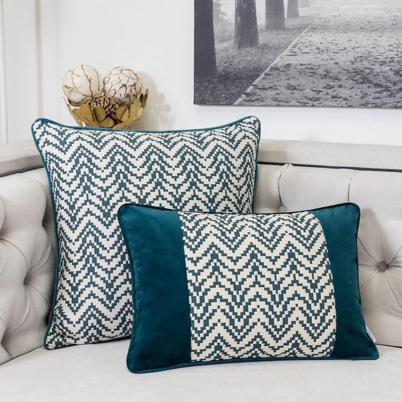Hannah Chevron Bow Throw Pillow, 14"x20"