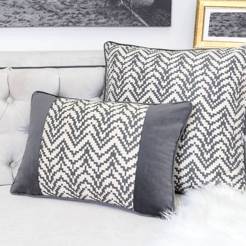Hannah Chevron Bow Throw Pillow, 14"x20"