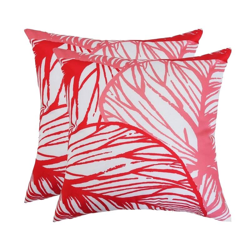 Outdoor Classic Leaves Throw Pillow by Havenside Home - Pink - Set of 2