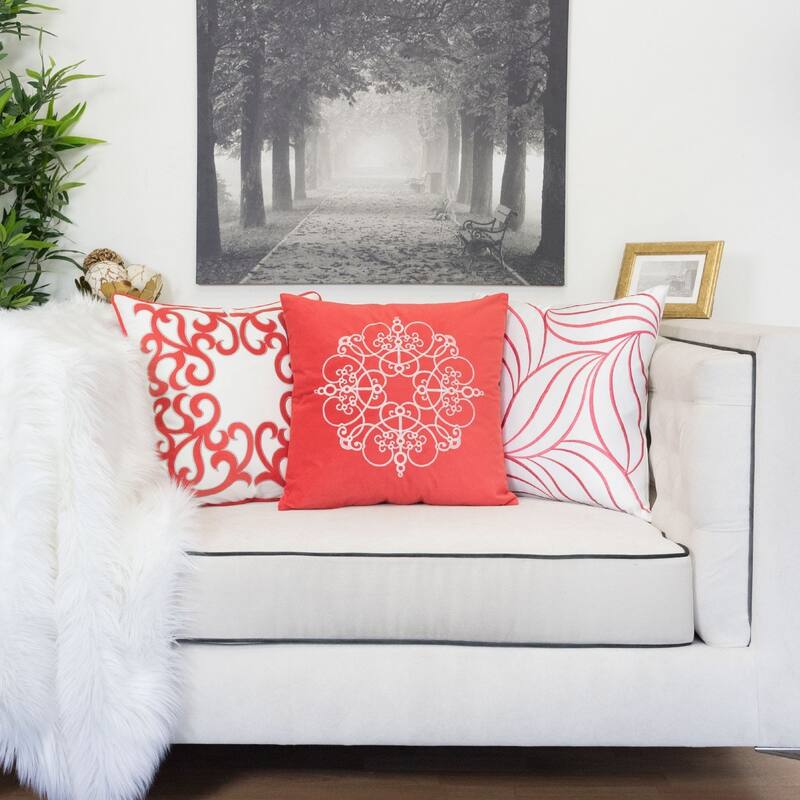 Arianna Embroidery 20" Square Decorative Throw Pillow