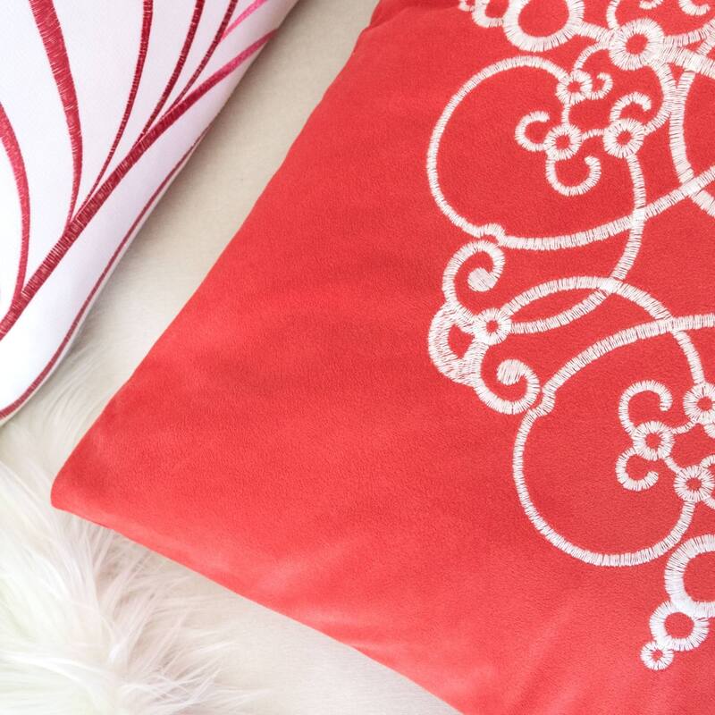 Arianna Embroidery 20" Square Decorative Throw Pillow