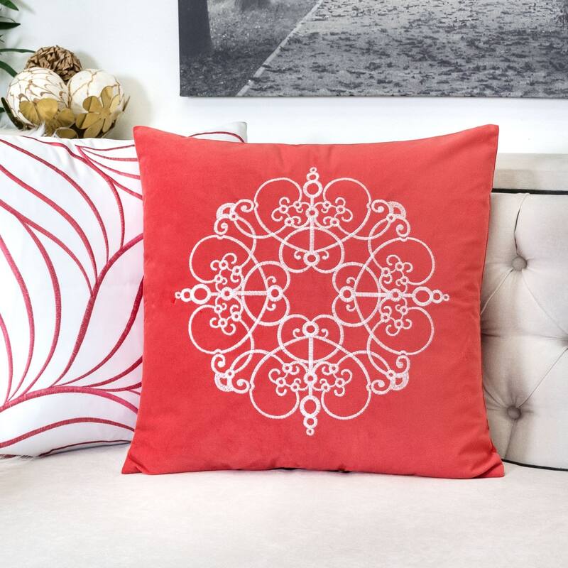 Arianna Embroidery 20" Square Decorative Throw Pillow