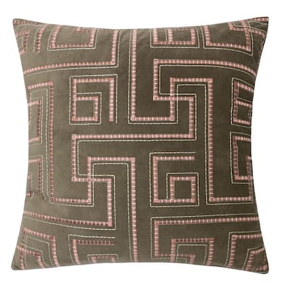Natalie Embroidery Velvet 20" Square Decorative Throw Pillow
