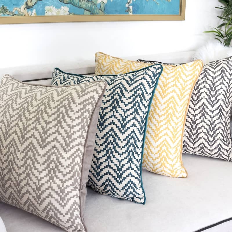 Zoe Chevron Bow 20" Square Decorative Throw Pillow