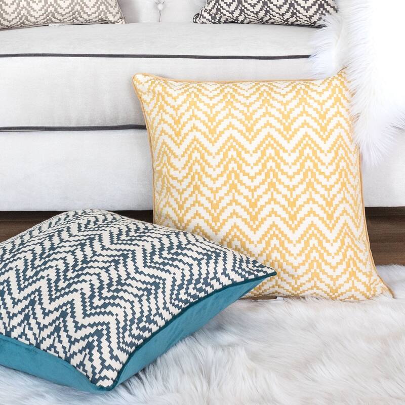Zoe Chevron Bow 20" Square Decorative Throw Pillow