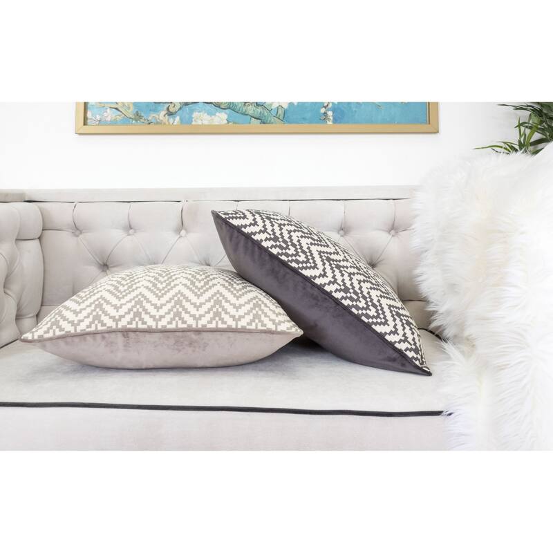 Zoe Chevron Bow 20" Square Decorative Throw Pillow