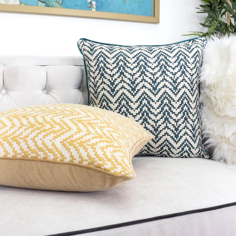 Zoe Chevron Bow 20" Square Decorative Throw Pillow