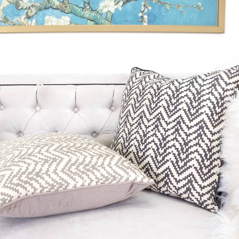 Zoe Chevron Bow 20" Square Decorative Throw Pillow