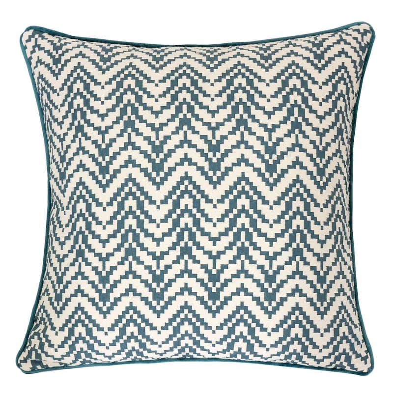 Zoe Chevron Bow 20" Square Decorative Throw Pillow - Turquoise