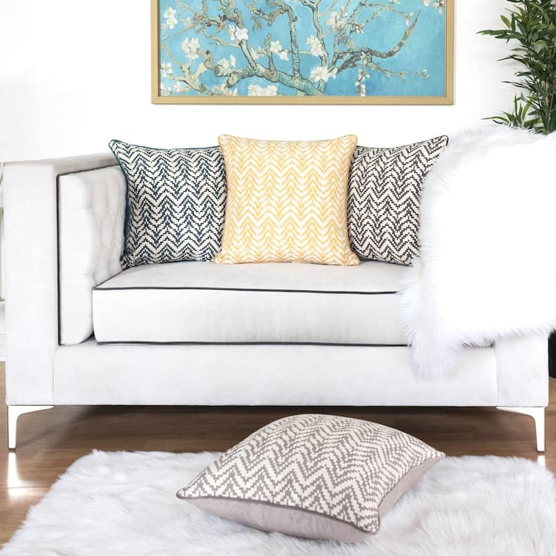 Zoe Chevron Bow 20" Square Decorative Throw Pillow - Tan