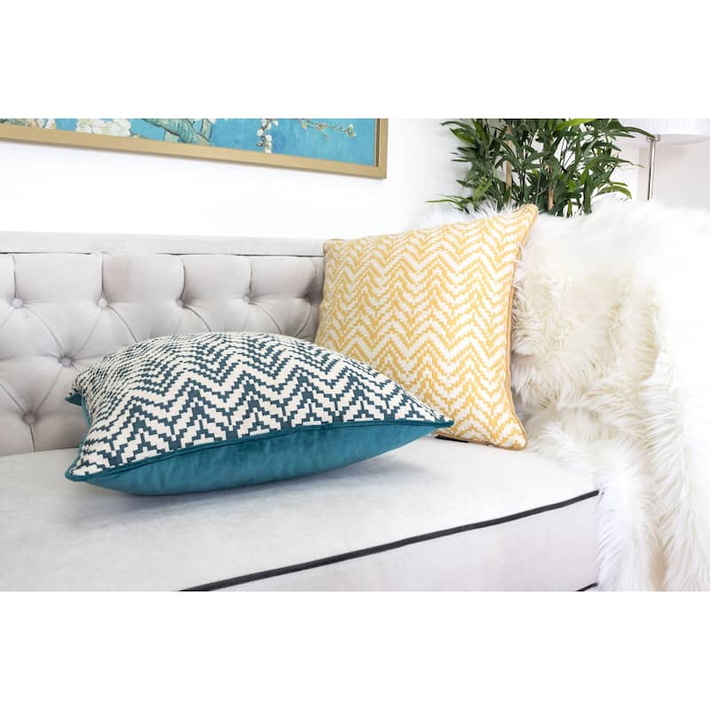 Zoe Chevron Bow 20" Square Decorative Throw Pillow