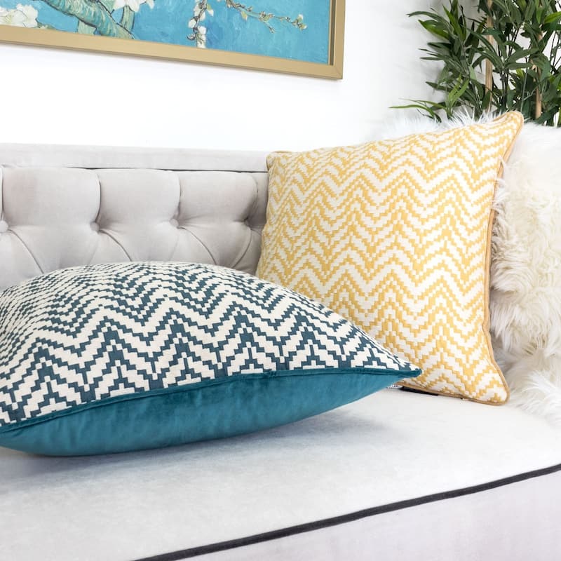 Zoe Chevron Bow 20" Square Decorative Throw Pillow
