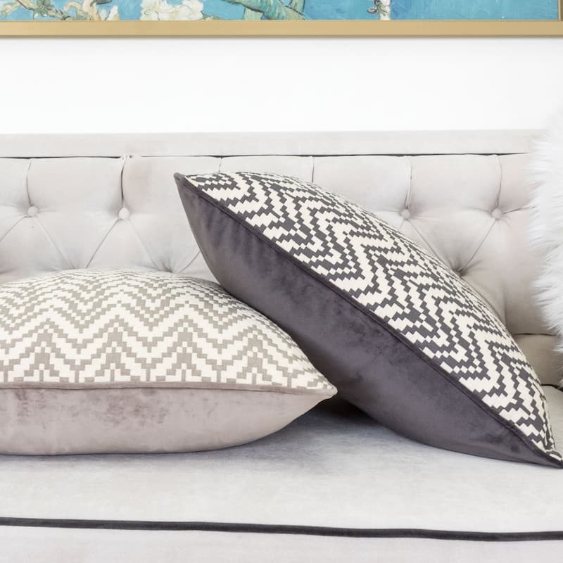 Zoe Chevron Bow 20" Square Decorative Throw Pillow