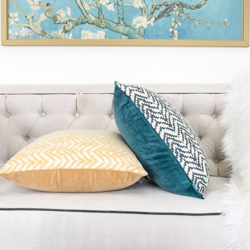 Zoe Chevron Bow 20" Square Decorative Throw Pillow