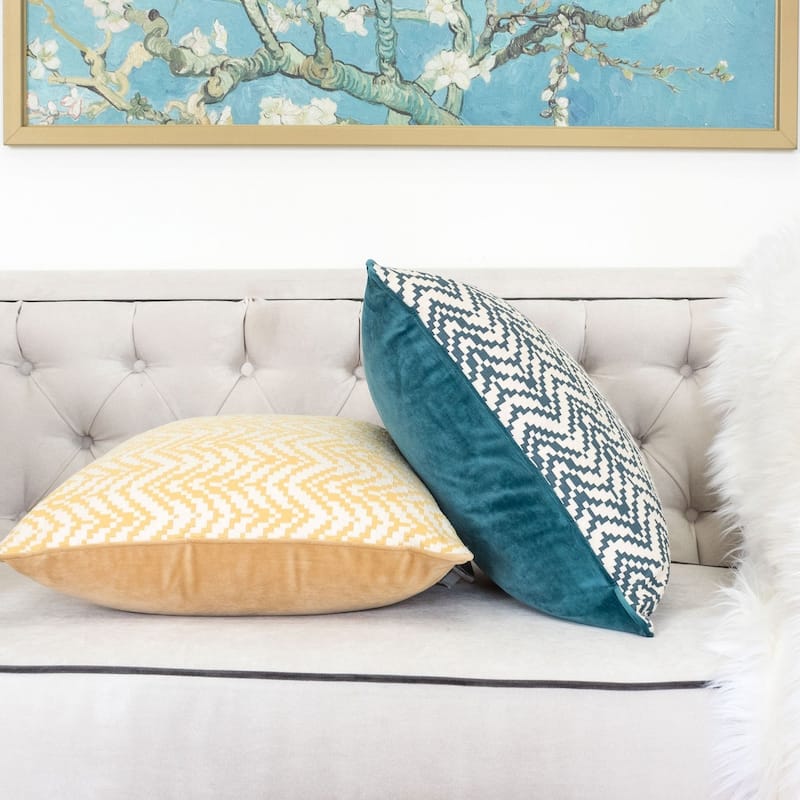Zoe Chevron Bow 20" Square Decorative Throw Pillow