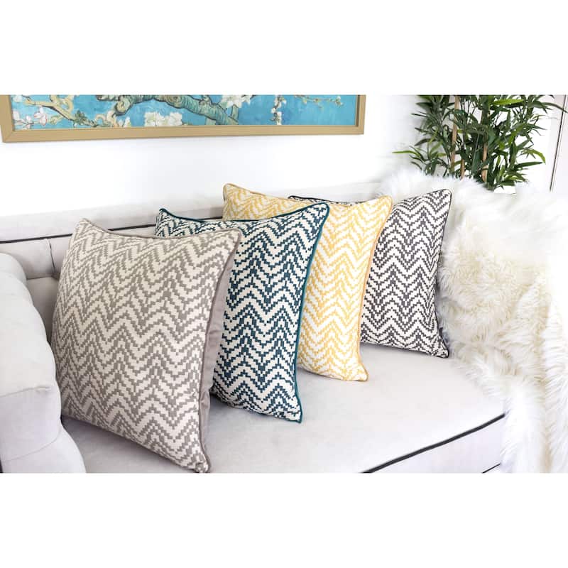 Zoe Chevron Bow 20" Square Decorative Throw Pillow