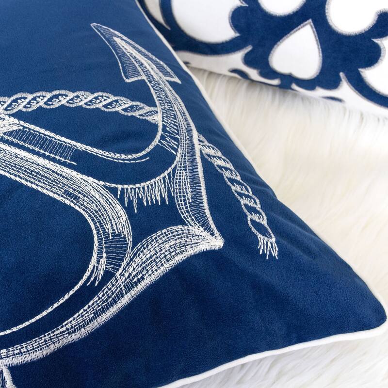 Anchor Embroidery 20" Square Decorative Throw Pillow