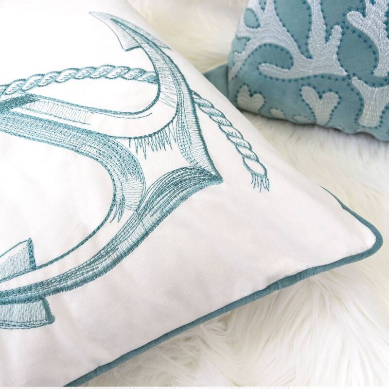 Anchor Embroidery 20" Square Decorative Throw Pillow