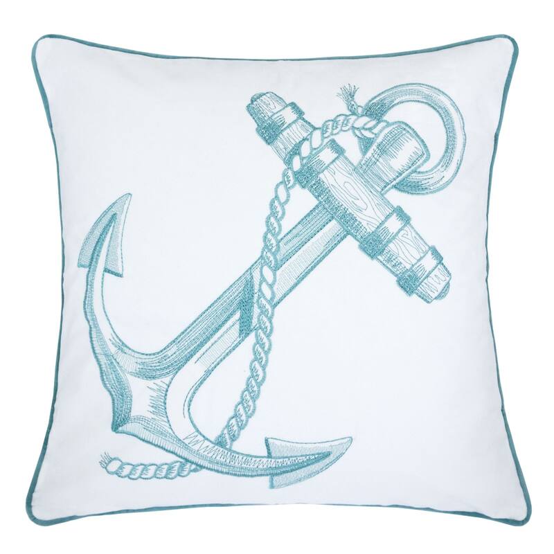 Anchor Embroidery 20" Square Decorative Throw Pillow