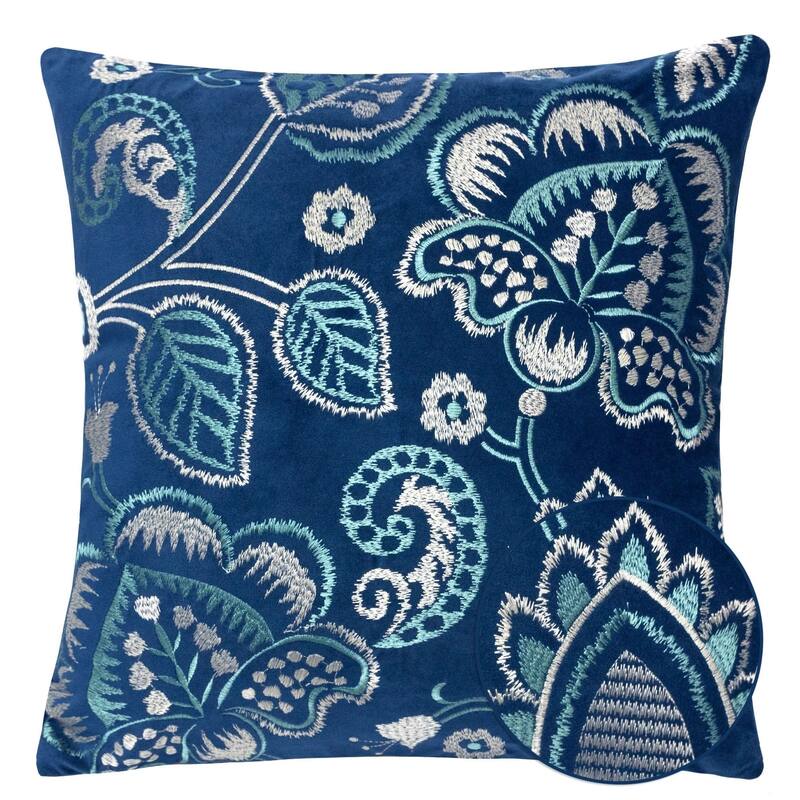Embroidery 20-inch Square Decorative Throw Pillow by Havenside Home