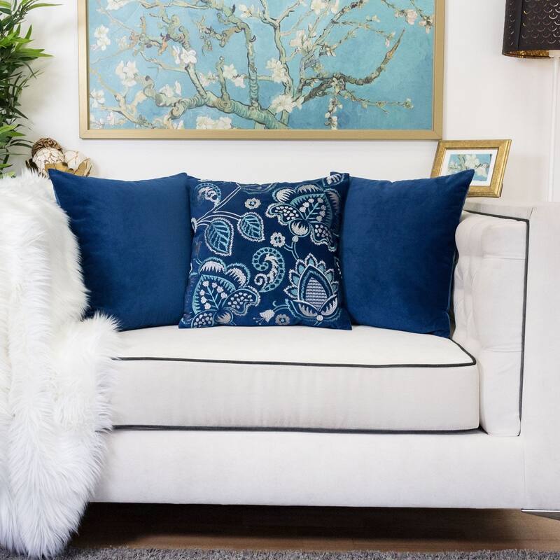 Embroidery 20-inch Square Decorative Throw Pillow by Havenside Home
