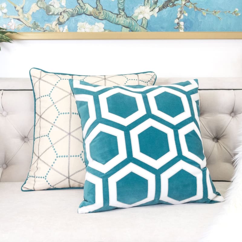 Sadie Applique Velvet 20" Square Decorative Throw Pillow