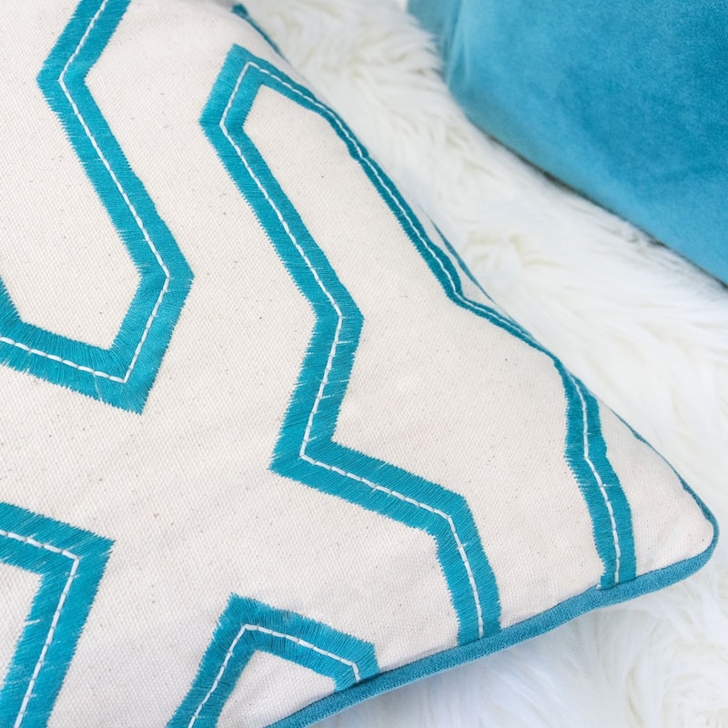 Adeline Embroidery Cotton 20" Square Decorative Throw Pillow
