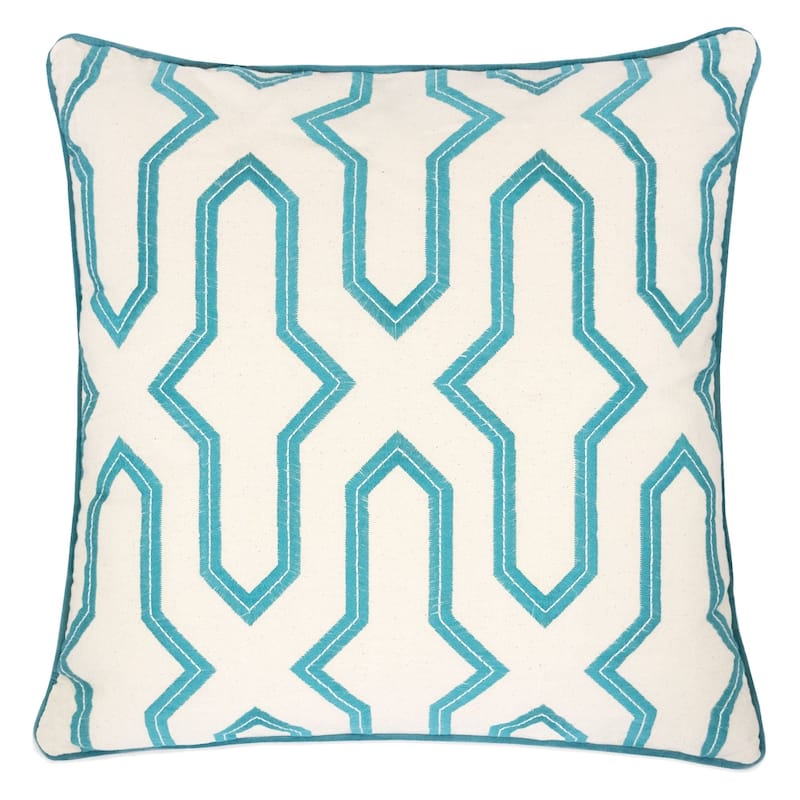 Adeline Embroidery Cotton 20" Square Decorative Throw Pillow