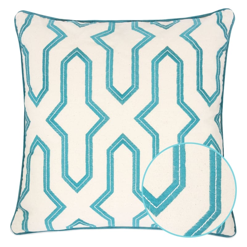 Adeline Embroidery Cotton 20" Square Decorative Throw Pillow