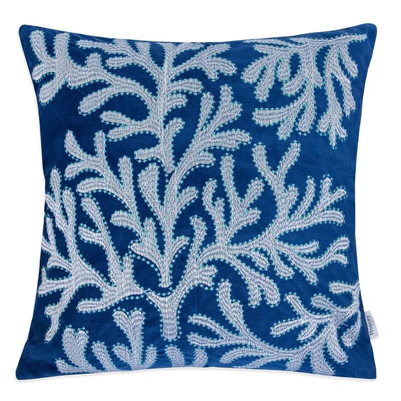 Coral Embroidery 20-inch Square Decorative Throw Pillow by Havenside Home