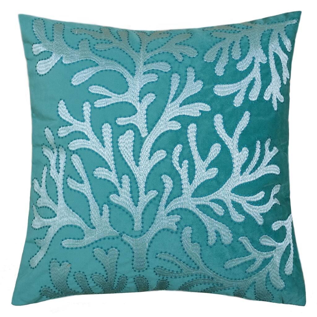 Coral Embroidery 20-inch Square Decorative Throw Pillow by Havenside Home
