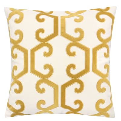 Carly Applique Embroidery 20" Square Decorative Throw Pillow