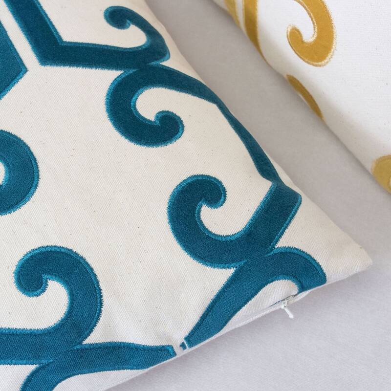 Carly Applique Embroidery 20" Square Decorative Throw Pillow