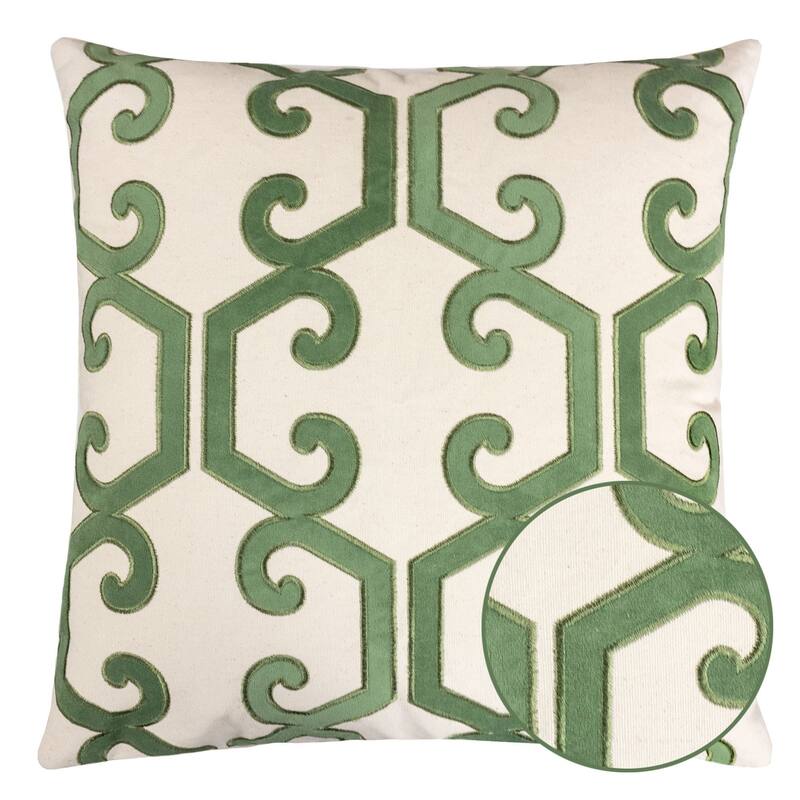 Carly Applique Embroidery 20" Square Decorative Throw Pillow