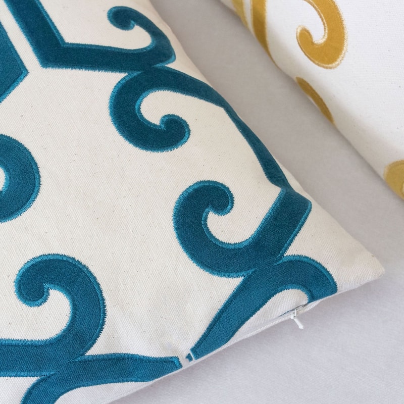 Carly Applique Embroidery 20" Square Decorative Throw Pillow