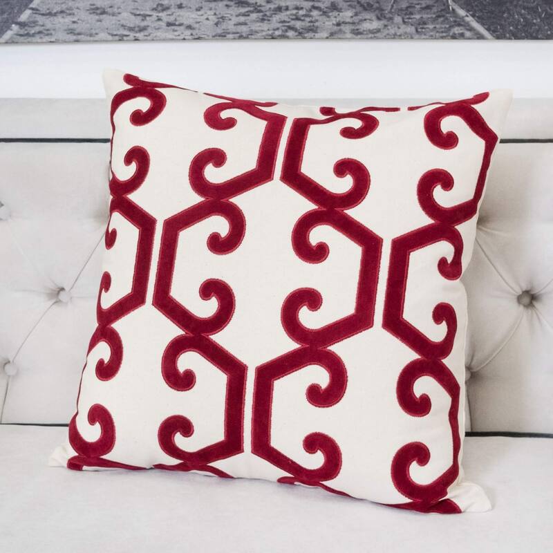 Carly Applique Embroidery 20" Square Decorative Throw Pillow