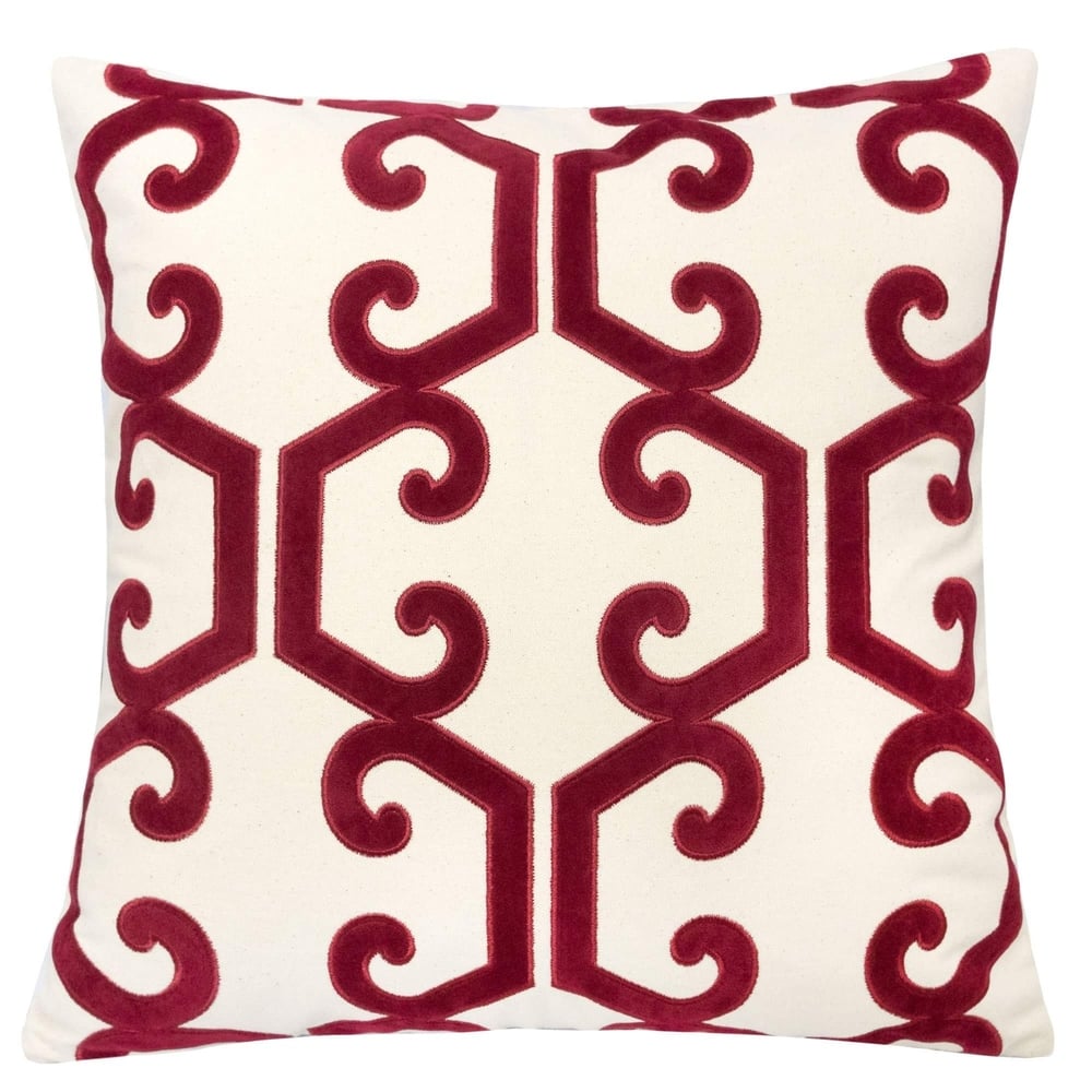 Carly Applique Embroidery 20" Square Decorative Throw Pillow