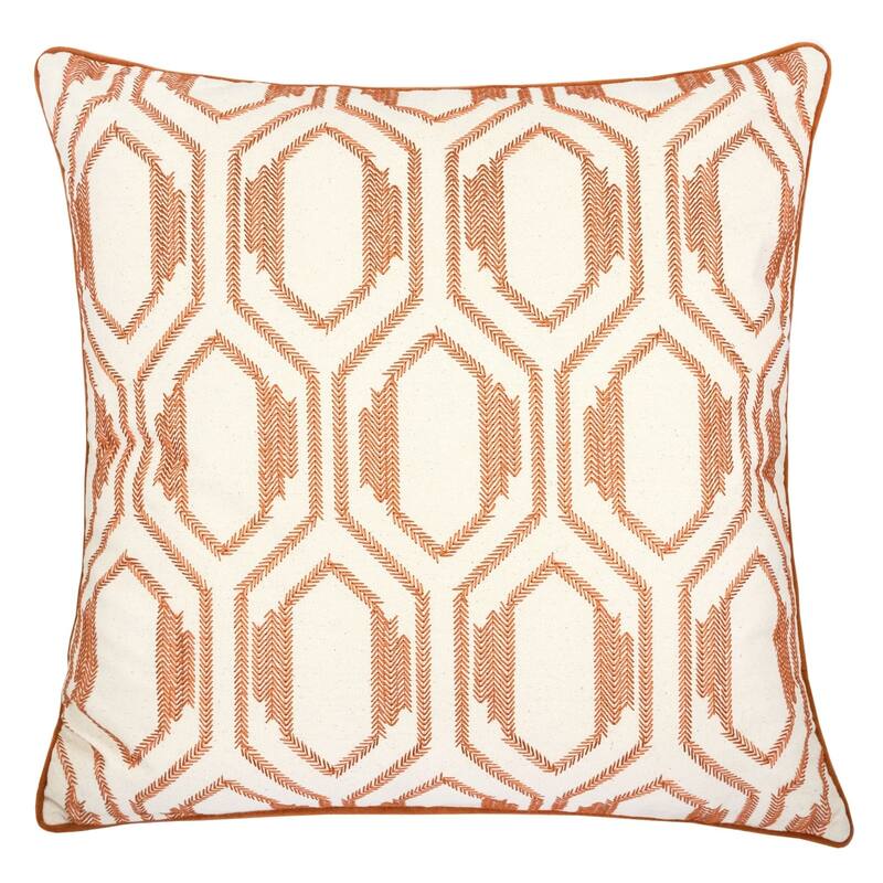 Alexa Embroidery Cotton 20" Square Decorative Throw Pillow