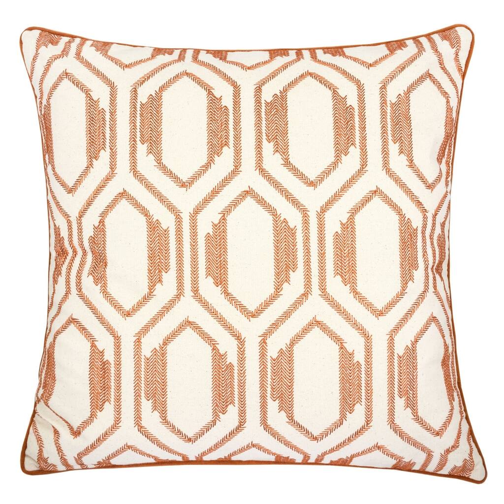 Alexa Embroidery Cotton 20" Square Decorative Throw Pillow