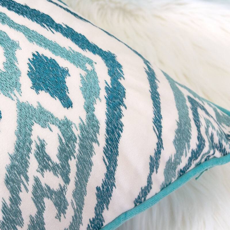 Jessie Ikat Embroidery 20" Square Decorative Throw Pillow