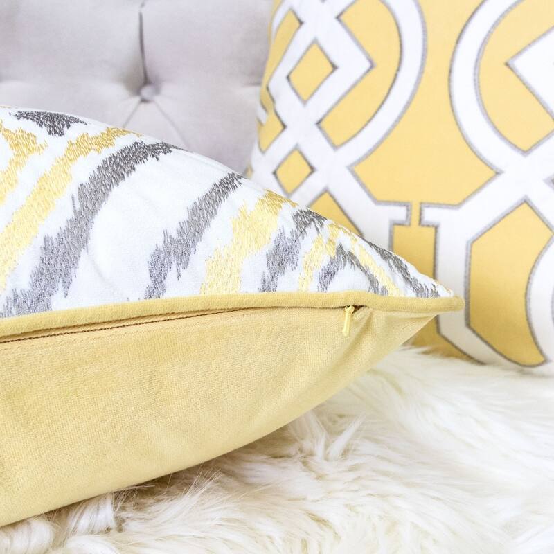 Jessie Ikat Embroidery 20" Square Decorative Throw Pillow