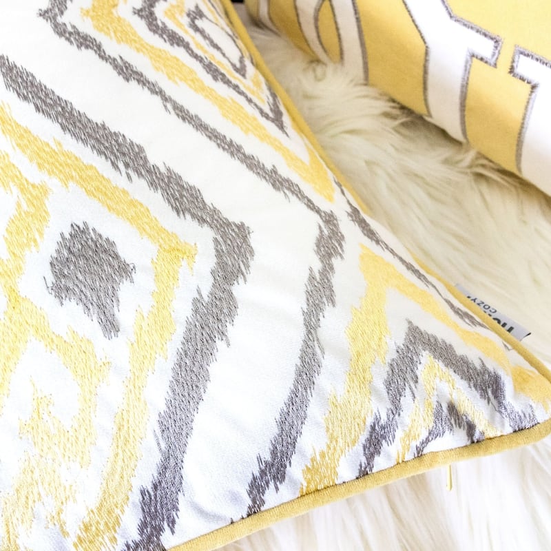 Jessie Ikat Embroidery 20" Square Decorative Throw Pillow
