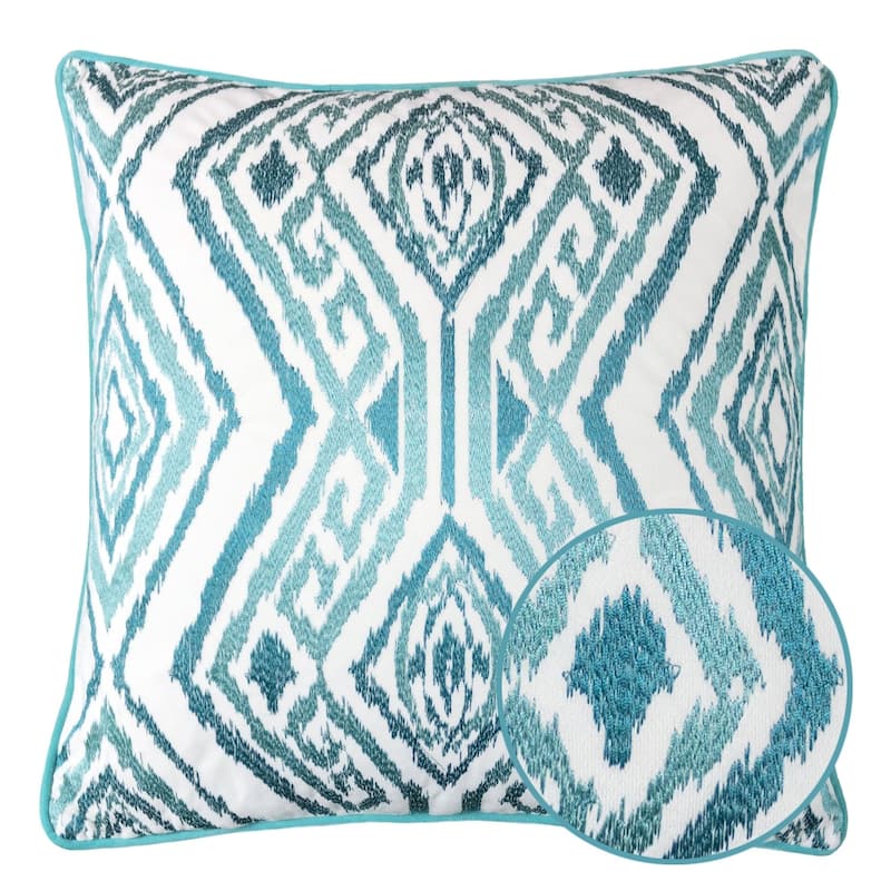 Jessie Ikat Embroidery 20" Square Decorative Throw Pillow